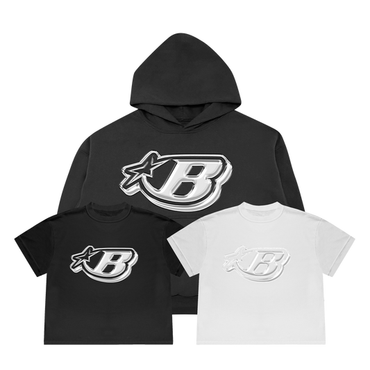 Black hoodie + T-shirt of your choice